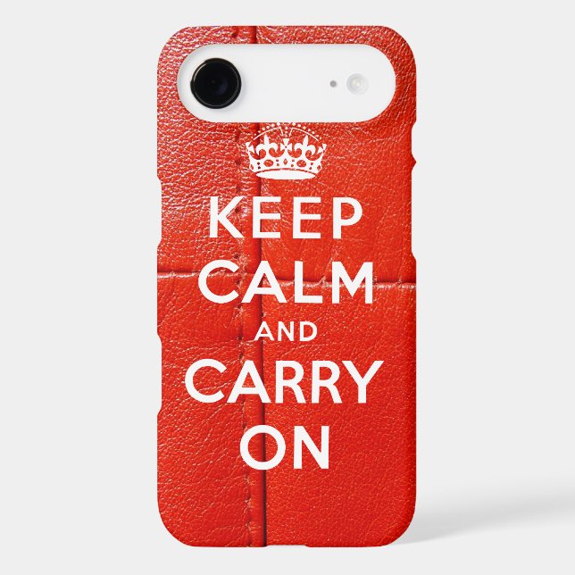 Keep Calm and Carry On Red Leather Printed Case-Mate iPhone Case (Back)