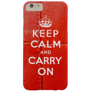 Keep Calm and Carry On Red Leather Printed Barely There iPhone 6 Plus Case