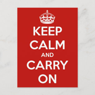 Keep Calm and Carry On Red Postcard