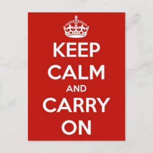 Keep Calm and Carry On Red Postcard