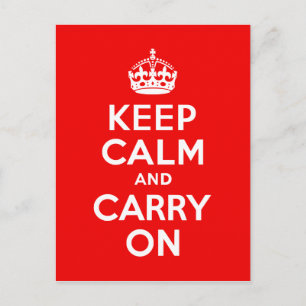 Keep Calm and Carry On Red Postcard