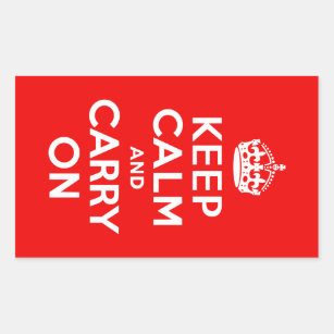 Keep Calm and Carry On Red Rectangular Sticker