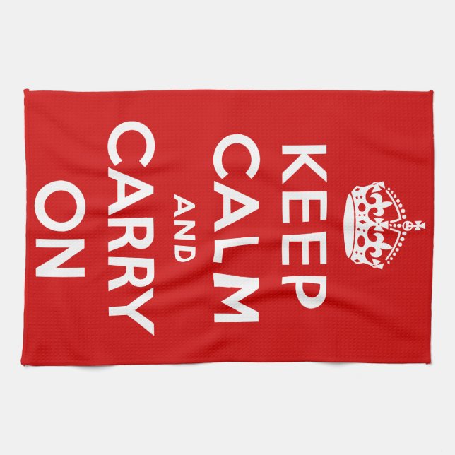 Keep Calm and Carry On Red Tea Towel (Horizontal)