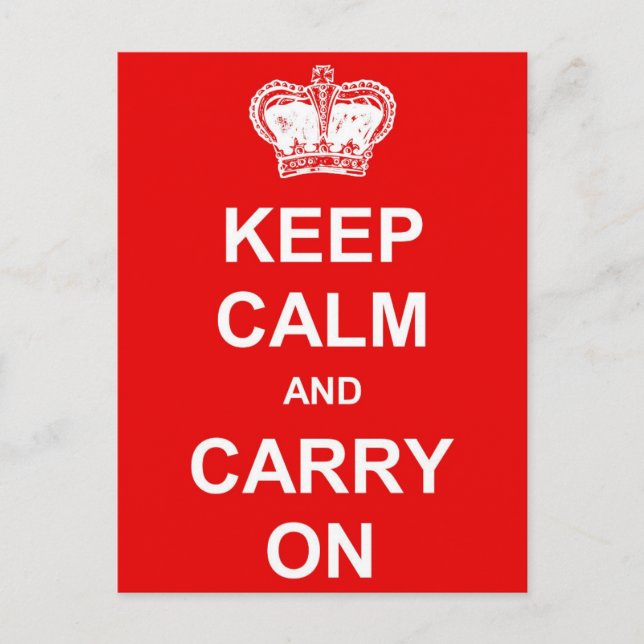 Keep Calm and Carry on Retro Postcard - Red (Front)