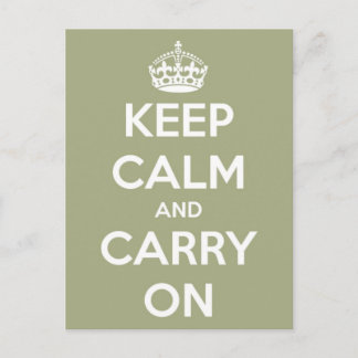 Keep Calm and Carry On Sage Green Postcard