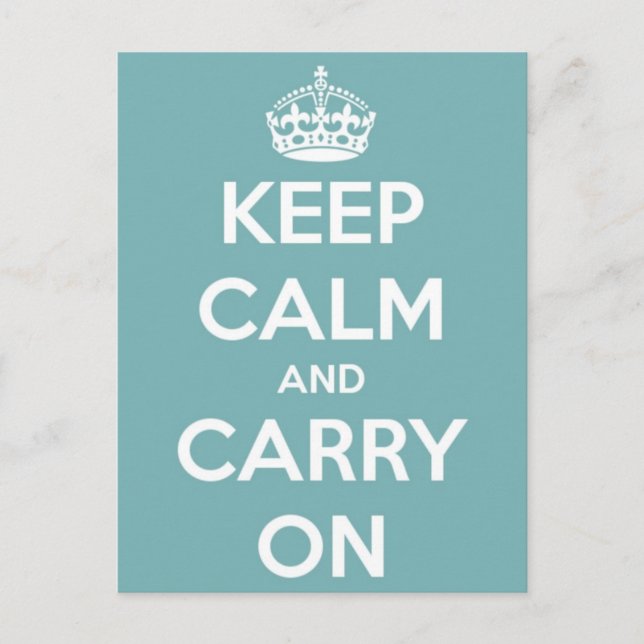 Keep Calm and Carry On Sky Blue Postcard (Front)