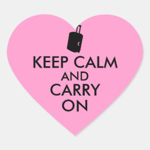 Keep Calm and Carry On Travel Custom Heart Sticker
