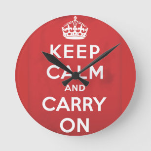 keep calm and carry on travel poster round clock