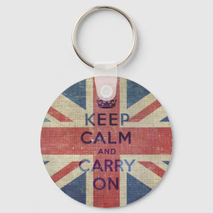 Keep Calm and Carry On UK Flag Key Ring