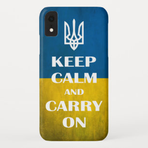 Keep calm and carry on Ukrainian emblem trident   iPhone XR Case