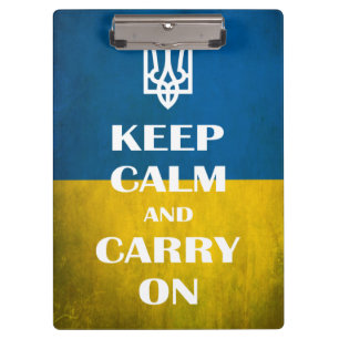 Keep calm and carry on Ukrainian emblem trident Clipboard