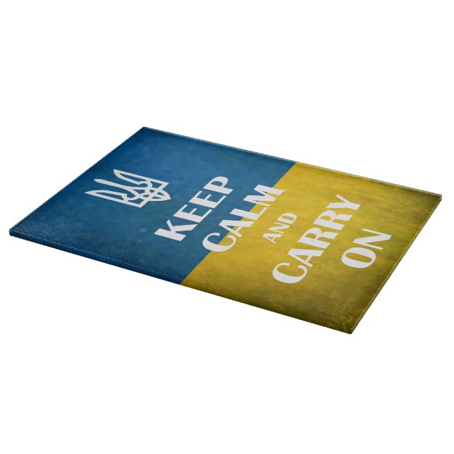 Keep calm and carry on Ukrainian emblem trident  Cutting Board (Corner)