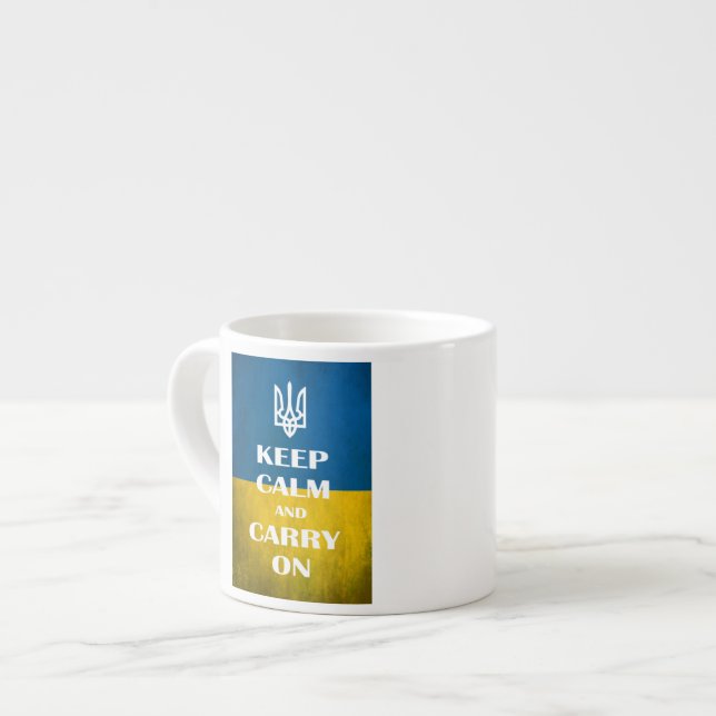 Keep calm and carry on Ukrainian emblem trident   Espresso Cup (Front Left)