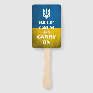 Keep calm and carry on Ukrainian emblem trident Hand Fan