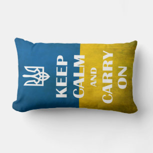 Keep calm and carry on Ukrainian emblem trident Lumbar Cushion