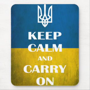 Keep calm and carry on Ukrainian emblem trident   Mouse Pad