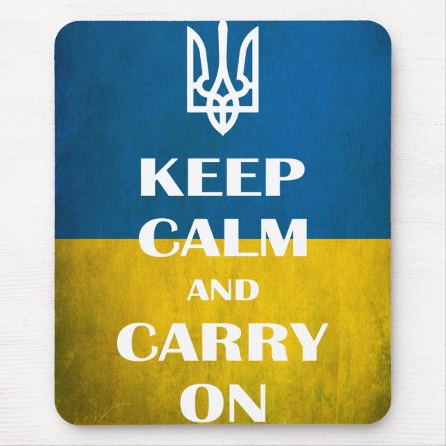Keep calm and carry on Ukrainian emblem trident   Mouse Pad (Front)