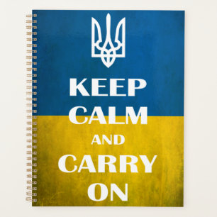 Keep calm and carry on Ukrainian emblem trident Planner