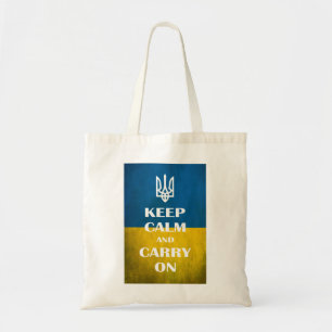 Keep calm and carry on Ukrainian emblem trident Tote Bag