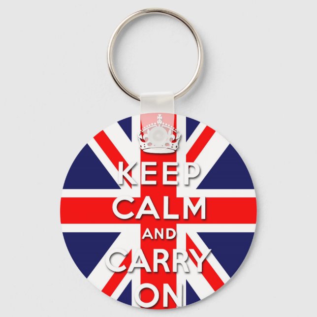 keep calm and carry on Union Jack flag Key Ring (Front)