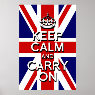 keep calm and carry on Union Jack flag Poster