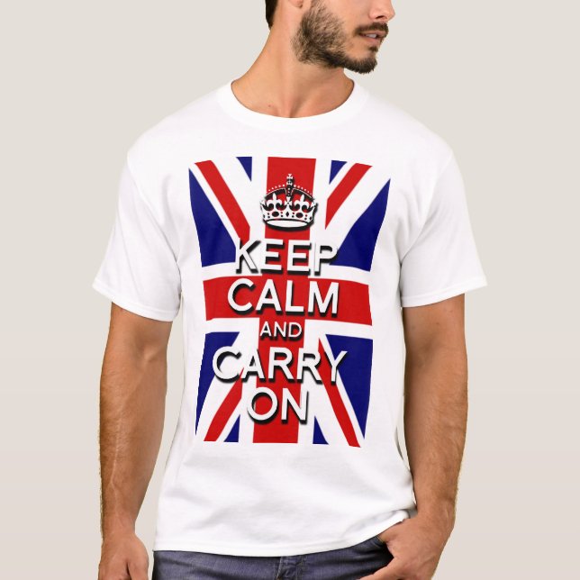 keep Calm and Carry on Union Jack Flag T-Shirt (Front)