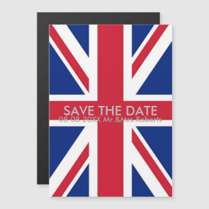 Keep calm and carry on union jack save the date magnetic invitation