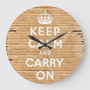 keep calm and carry on vintage cardboard large clock