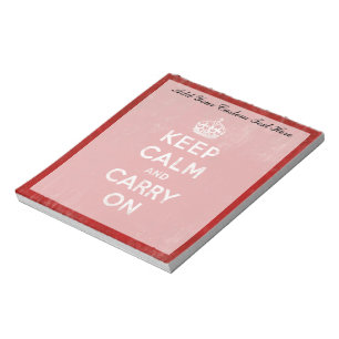 Keep Calm and Carry On, Vintage Red and White Notepad