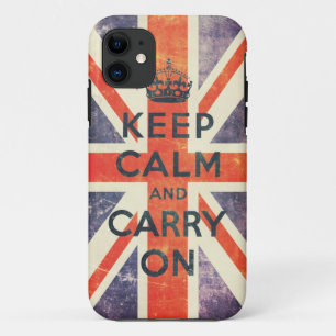 keep calm and carry on vintage Union Jack flag iPhone 11 Case