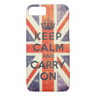 keep calm and carry on vintage Union Jack flag iPhone 8/7 Case