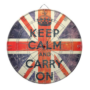 keep calm and carry on vintage Union Jack flag Dartboard