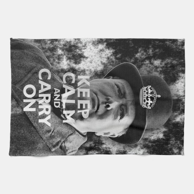 Keep Calm and Carry On- Winston Churchill Tea Towel (Horizontal)