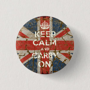 Keep Calm and Carry On with UK Flag 3 Cm Round Badge