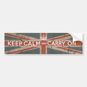 Keep Calm and Carry On with UK Flag Bumper Sticker