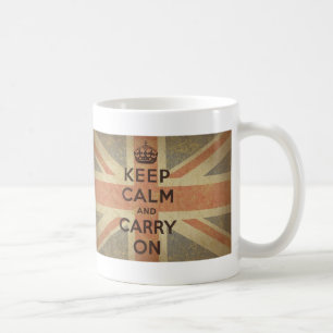 Keep Calm and Carry On with UK Flag Coffee Mug