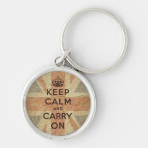 Keep Calm and Carry On with UK Flag Key Ring