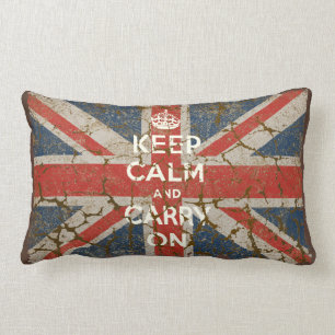 Keep Calm and Carry On with UK  Flag Lumbar Cushion