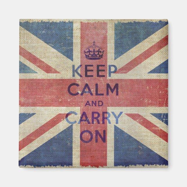 Keep Calm and Carry On with UK flag | Magnets (Front)