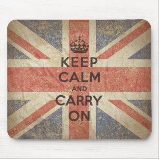 Keep Calm and Carry On with UK Flag Mouse Pad