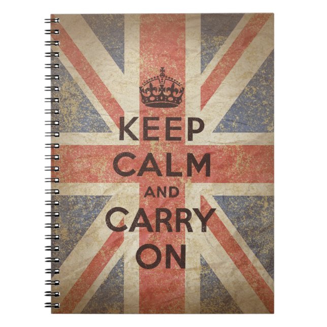 Keep Calm and Carry On with UK Flag Notebook (Front)
