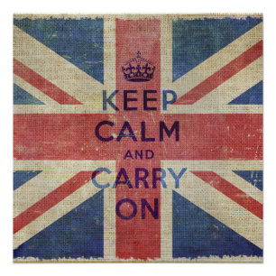 Keep Calm and Carry On with UK flag Poster