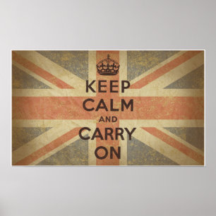 Keep Calm and Carry On with UK Flag Poster