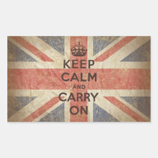 Keep Calm and Carry On with UK Flag Rectangular Sticker