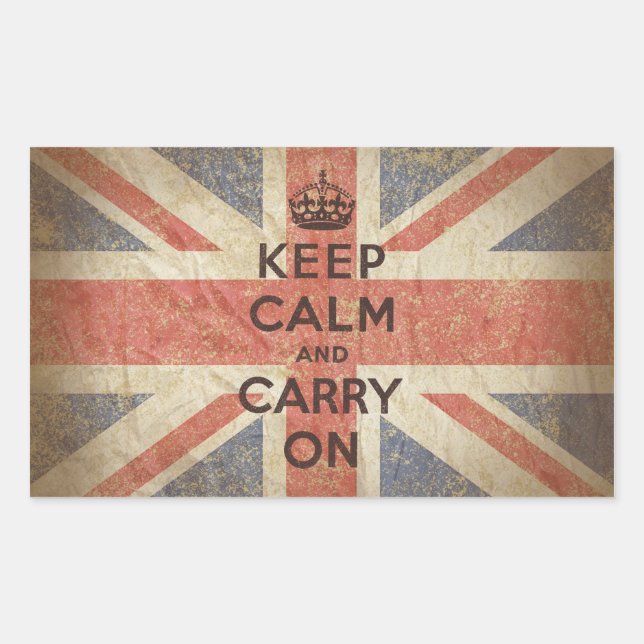 Keep Calm and Carry On with UK Flag Rectangular Sticker (Front)