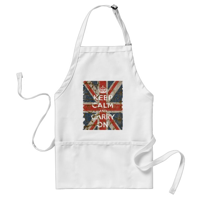 Keep Calm and Carry On with UK  Flag Standard Apron (Front)