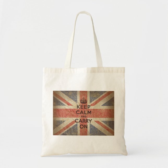 Keep Calm and Carry On with UK Flag Tote Bag (Front)