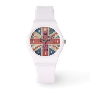 Keep Calm and Carry On with UK flag   Watch