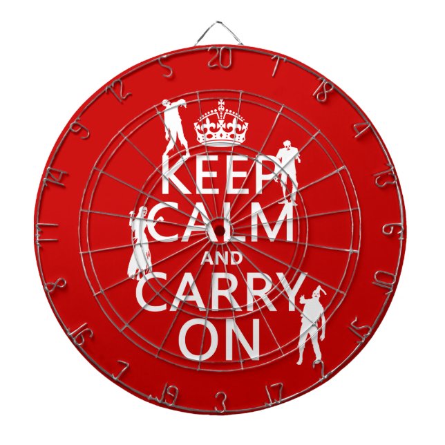 Keep Calm and Carry On (zombies) (any colour) Dartboard (Front)