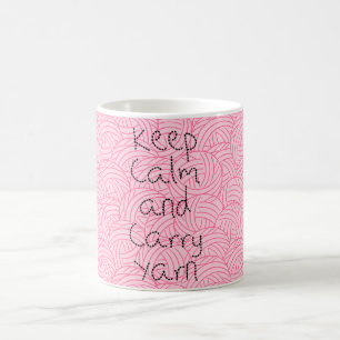 Keep Calm and Carry Yarn Pink Classic Mug